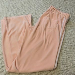 Baby pink velour stripe sweat/track pant